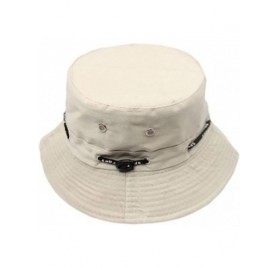 Bucket Hats Unisex Women Folding Cotton Outdoor Travel Fishing Flat Sun Visor Bucket Hat Cap - Beige - CY12EL3IKA9 $8.84