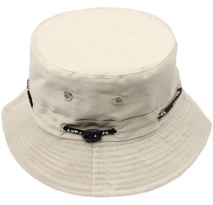 Bucket Hats Unisex Women Folding Cotton Outdoor Travel Fishing Flat Sun Visor Bucket Hat Cap - Beige - CY12EL3IKA9 $8.84