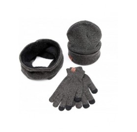 Skullies & Beanies 3 PCS Winter Beanie Hat Scarf Gloves Set- Knitted Hat Scarf Touch Screen Gloves for Men Women - Light Gray...