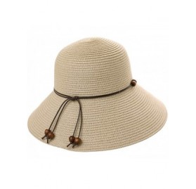 Sun Hats Packable UPF Straw Sunhat Women Summer Beach Wide Brim Fedora Travel Hat 54-59CM - 00762_khaki Beige - CH18TKEQO06 $...