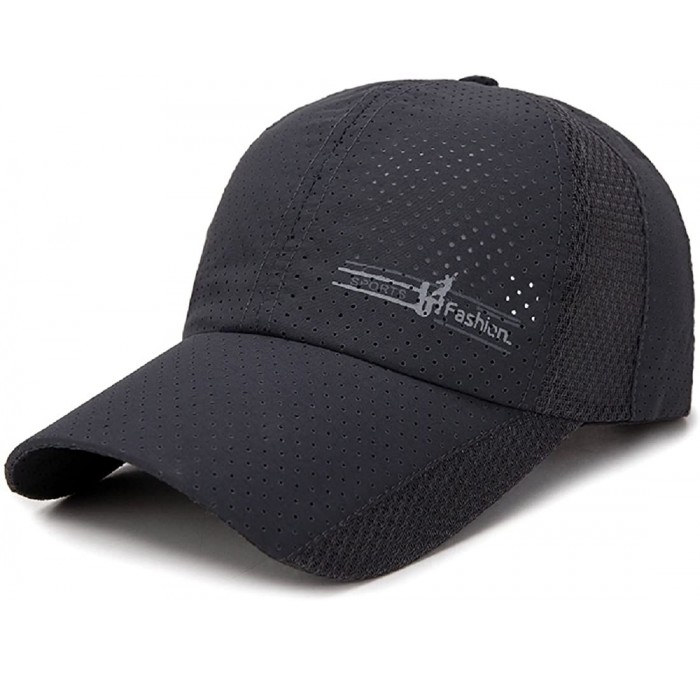 Sun Hats Mens Baseball Cap Breathable Sports Hats Quick Dry Running Hat Adjustable - Dark Grey - CP18EYQUL6H $26.41