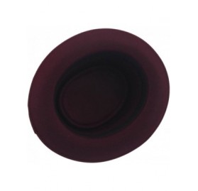 Fedoras Unisex Felt Pork Pie Cap Porkpie Hat Upturn Short Brim Black Ribbon Band - Wine Red - CX183GGRKNM $8.12