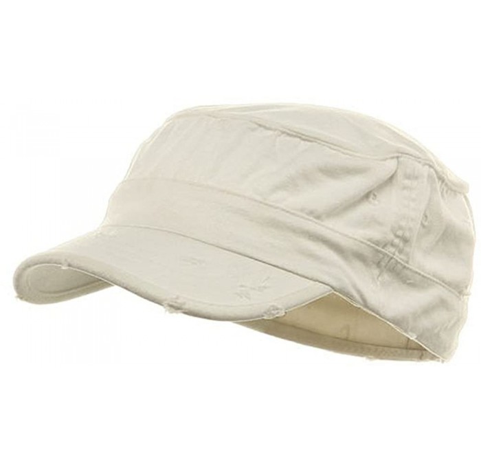 Baseball Caps Washed Cotton Fitted Army Cap-White W32S33F - C1111QRT9PP $34.80