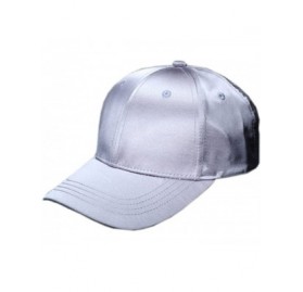 Baseball Caps Unisex Unstructured Luster Satins Cap Adjustable Plain Hat - Grey - CK186N9XEUX $9.48