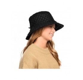 Rain Hats Foldable Water Repellent Quilted Rain Hat w/Adjustable Drawstring- Bucket Cap - Black - CA18IQEZRCM $29.95