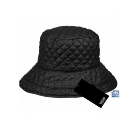 Rain Hats Foldable Water Repellent Quilted Rain Hat w/Adjustable Drawstring- Bucket Cap - Black - CA18IQEZRCM $29.95
