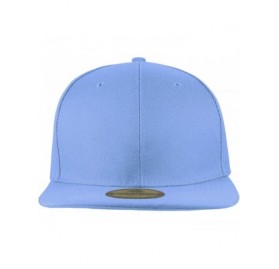 Baseball Caps Plain Blank Flat Brim Adjustable Snapback Baseball Caps Wholesale LOT 12 Pack - Sky Blue - CD189SR8QCG $19.81