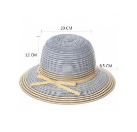 Sun Hats Ladies Summer Sun Hats Women Panama Straw Beach Hats Foldable Wide Brim UPF50+ - Blue - CI18D4E5HIR $10.92