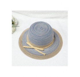Sun Hats Ladies Summer Sun Hats Women Panama Straw Beach Hats Foldable Wide Brim UPF50+ - Blue - CI18D4E5HIR $10.92