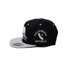 Baseball Caps California Republic Bear Logo Snapbacks Flat Brim Adjustable Snapback Hat Cap - Black Gray 01 - C9196XGLOXD $8.15