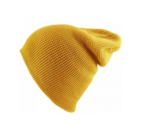 Skullies & Beanies Waffle Knit Soft Beanie Warm Winter Ski Skater Hip-hop Hat - Mustard - CK11QGGWIO5 $10.19