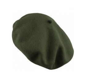 Berets Traditional Women's Men's Solid Color Plain Wool French Beret One Size - Olive - C1189YHXY25 $11.58