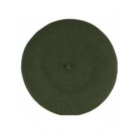 Berets Traditional Women's Men's Solid Color Plain Wool French Beret One Size - Olive - C1189YHXY25 $11.58