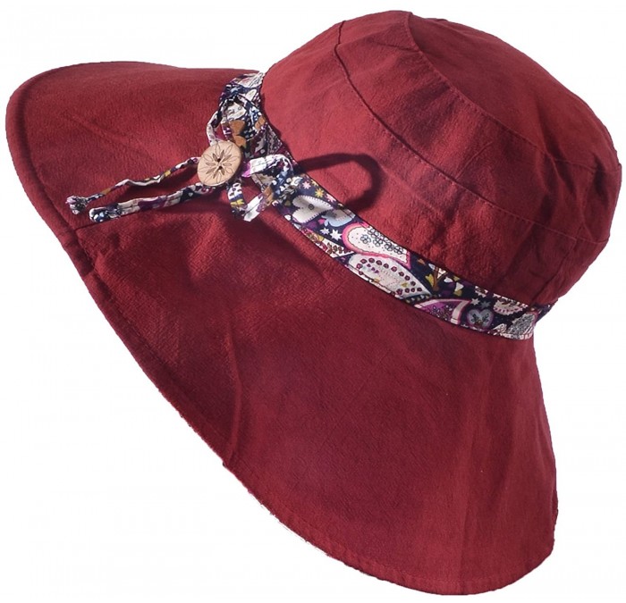 Sun Hats Sun Hats for Women UV Protection Summer Beach Hat Wide Brim Cap - Russet - CN18G452E4A $18.94