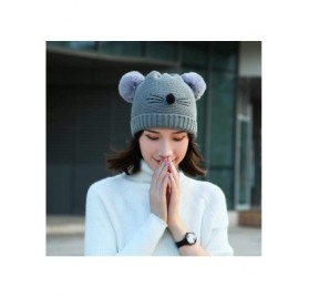 Skullies & Beanies Women Double Cat Ears Winter Casual Warm Cute Knitted Beanie Hats Hats & Caps - Grey - CK18Z2ZYE4O $13.24