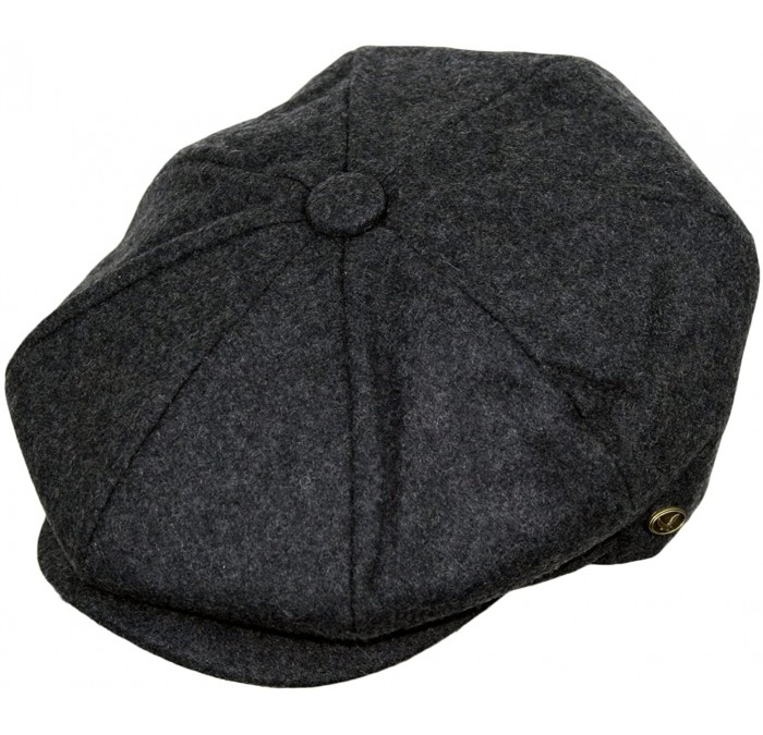 Newsboy Caps Men's Classic 8 Panel Wool Blend newsboy Snap Brim Collection Hat - Charcoal - C11289GK2S3 $36.63