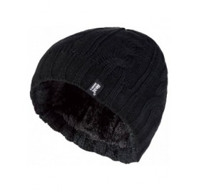 Skullies & Beanies Women's Thermal Fleece Cable Knit Winter Hat 3.4 Tog - One Size - Black - C11225SGEXD $21.16