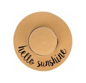 Sun Hats Women's Foldable Floppy Summer Straw Beach Sun Hat - Hello Sunshine (Natural) - CG18D2ZSMDQ $37.12