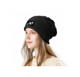 Skullies & Beanies Trendy Winter Warm Beanies Hat for Mens Women's Slouchy Soft Knit Beanie Cool Knitting Caps - Black-23 - C...