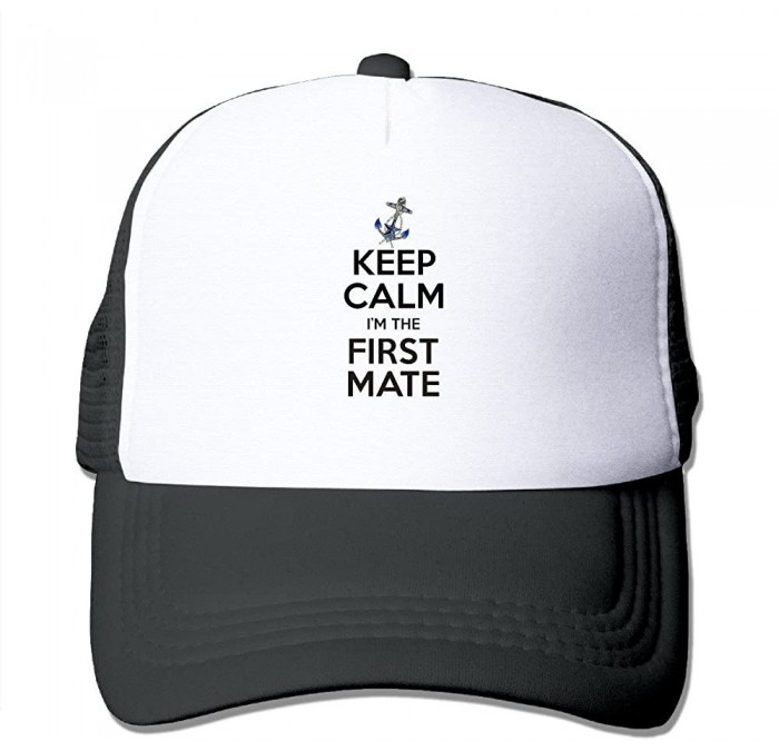 Baseball Caps Keep Calm Im The First Mate Trucker Hat - Black - CM12JAWA56H $15.38