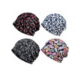 Skullies & Beanies Cotton Fashion Beanies Chemo Caps Cancer Headwear Skull Cap Knitted hat Scarf for Women - 4pack-f - C718Q7...