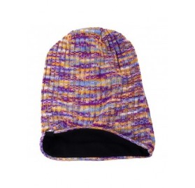 Berets Womens Knit Slouchy Beanie Ribbed Baggy Skull Cap Turban Winter Summer Beret Hat - Purple/Yellow/White - C818WE0R088 $...
