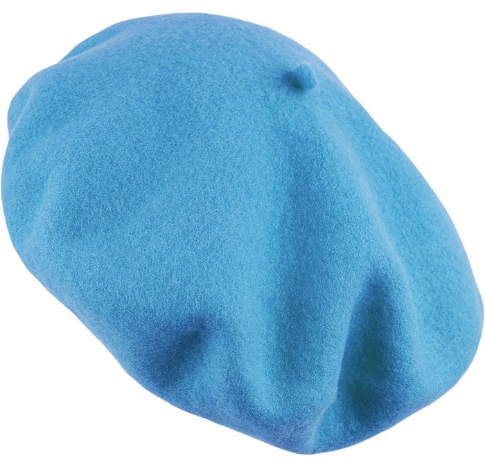 Berets Women's Wool French Beret Cozy Stretchable Beanie Unisex Artist Cap One Size - Light Blue - C918ATKZGKQ $10.54