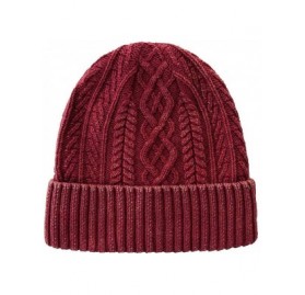 Skullies & Beanies Men's Warm Winter Hats Washed Cotton Knit Cuff Beanie Cap Hat - Wine Red - CY18A40LYZ4 $11.35