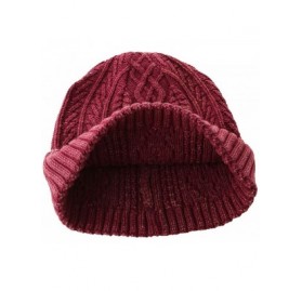 Skullies & Beanies Men's Warm Winter Hats Washed Cotton Knit Cuff Beanie Cap Hat - Wine Red - CY18A40LYZ4 $11.35