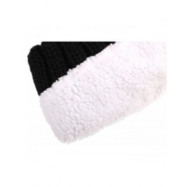 Skullies & Beanies Women's Winter Soft Knit Beanie Hat with Faux Fur Pom Pom - Mix Black_fleece Lined - CK193MS079S $9.71