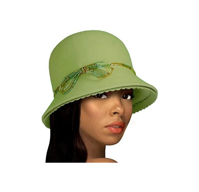 Sun Hats Soft-As-Cashmere Felt Bell Cloche Hat - 47800 - Kiwi Green - CR118CQDHT7 $88.67