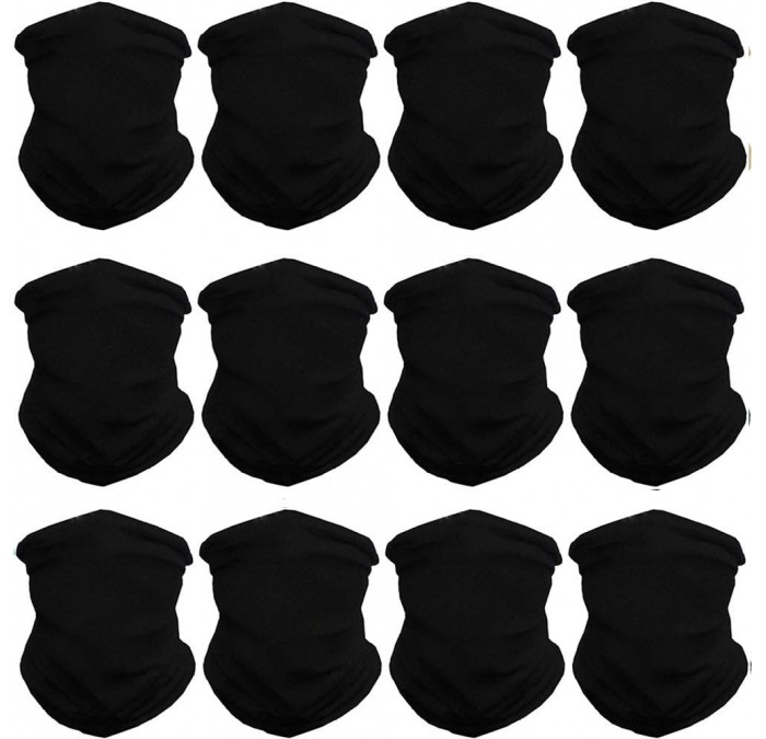 Balaclavas Headwear Headband Bandana Neck Gaiter - Headwrap Balaclava Facemask Seamless for Outdoor - 12pcs All Plain Black -...