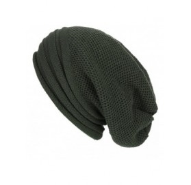 Skullies & Beanies Unisex Knit Slouchy Beanie Chunky Baggy Hat Warm Skull Ski Cap Faux Fur Pompom Hats for Women Men - B-army...