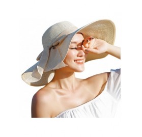 Sun Hats Womens Big Bowknot Straw Hat Foldable Roll up Sun Hat Beach Cap UPF 50+ Protection Sun Hats 041 - Royal-a - CC18SARA...