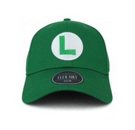 Baseball Caps Officially Licensed Super Mario Bros Logo Embroidered Flex Fitted Cap - Green - CZ18L537EHN $28.36
