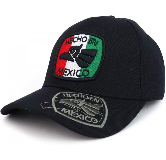 Baseball Caps Hecho en Mexico Eagle Embroidered Square Patch Baseball Cap - Black - CI18OI9453X $20.70