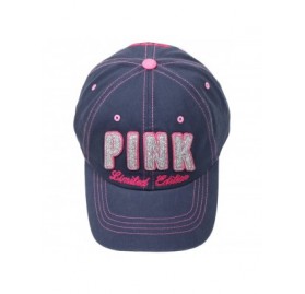 Baseball Caps Women Sexy Pink Mark Lady Shiny Stitch Design Ball Cap Baseball Hat Truckers - Navy - CE11ULDUXP5 $28.05
