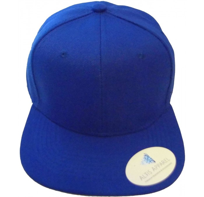 Baseball Caps Premium Plain Solid Flat Bill Snapback Hat - Adult Sized Baseball Cap - Royal Blue - CX18287XMMT $9.10