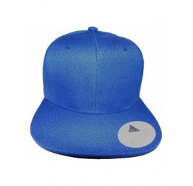 Baseball Caps Premium Plain Solid Flat Bill Snapback Hat - Adult Sized Baseball Cap - Royal Blue - CX18287XMMT $9.10