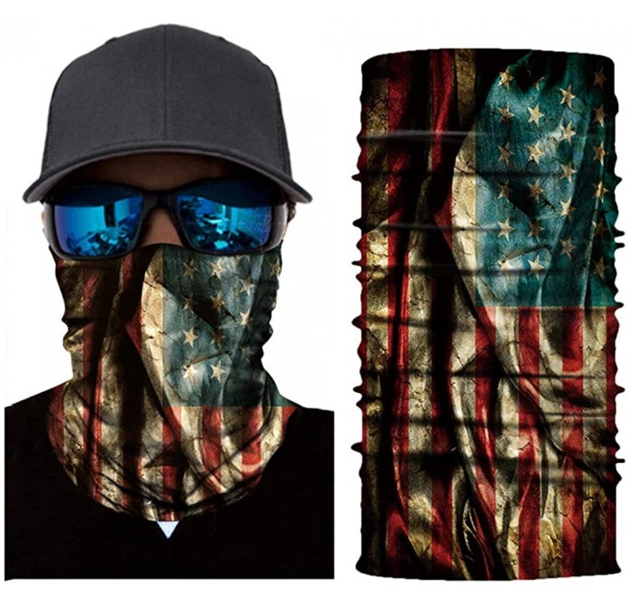 Balaclavas Cool Skull USA Flag Printed Seamless Face Mask Neck Gaiter Bandana Balaclava Headwear - Us Flag - CB197W627MG $23.80