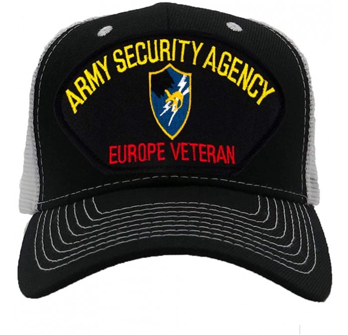Baseball Caps US Army Security Agency - Europe Veteran Hat/Ballcap (Black) Adjustable One Size Fits Most - CJ18I6QUDM7 $18.39