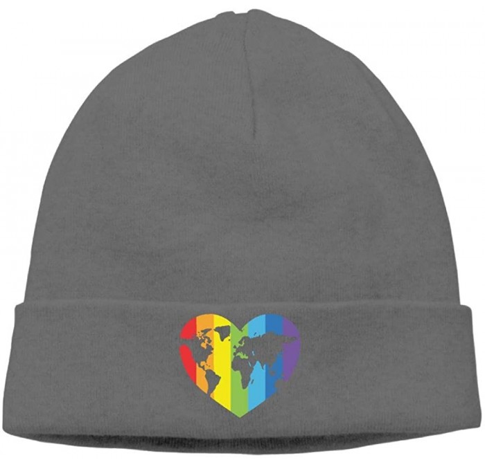 Skullies & Beanies Warm Knit Cap for Mens and Womens- Gay Pride Ski Cap - Deepheather - CN18K5AM8LU $25.53