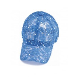 Baseball Caps Women's Lace Glitter Sequin Baseball Hat Cap - Blue - CI183AYZ5RC $13.67