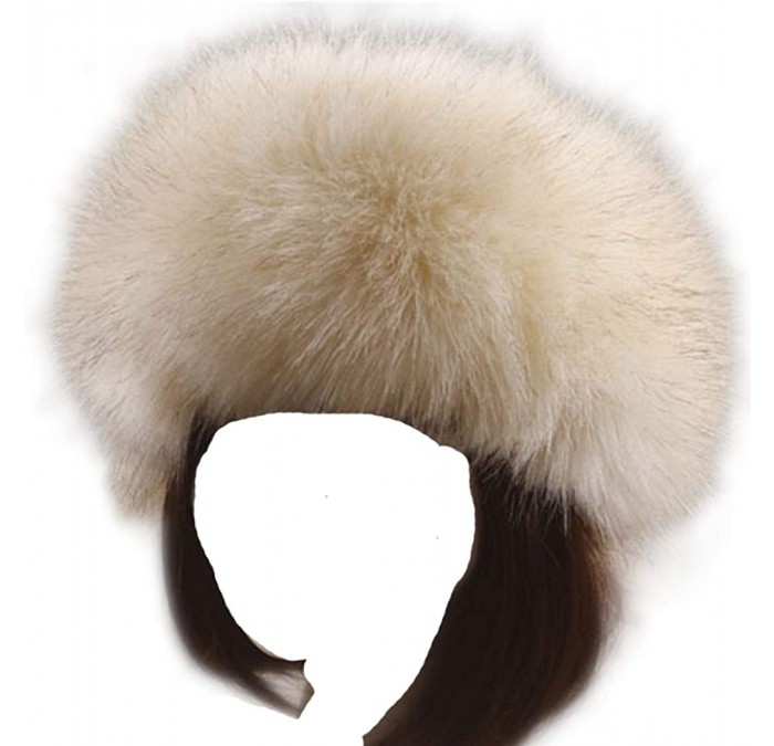 Skullies & Beanies Women's Faux Fur Headband Soft Winter Cossack Russion Style Hat Cap - Beige Brown - CD18L8KE57W $21.05