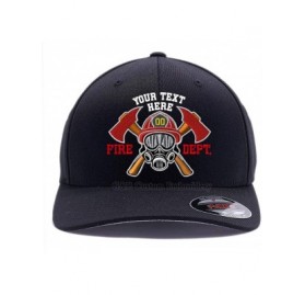 Baseball Caps Custom Embroidered Firefighter Hats. 6477- 6277 Flexfit Baseball caps - Black - CJ18CRNR432 $26.59