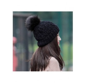 Skullies & Beanies Women Ladies Winter Hats Knit Warm Hat Conjoined Cap Hat Set - Q-black -(Hat+scarf) - CC18LYX8UUO $10.70