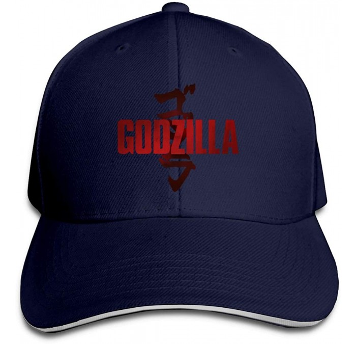 Baseball Caps Adult Unisex Fashion Godzilla Adjustable Sandwich Baseball Hats for Mens&Women - Navy - CZ18YU89L2W $26.50
