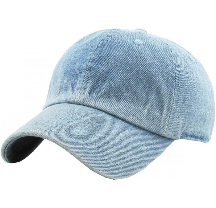 Baseball Caps Dad Hat Adjustable Plain Cotton Cap Polo Style Low Profile Baseball Caps Unstructured - Light Denim - CM182X0Z6...