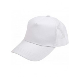 Baseball Caps Ponytail High Bun Hat Mesh Trucker Cotton Solid Baseball Cap PZ10042 - White - CN18TRDTGSN $16.34