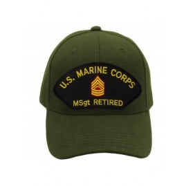 Baseball Caps USMC Master Sergeant Retired Hat/Ballcap (Black) Adjustable One Size Fits Most - Olive Green - CX18OG8KZAG $21.55
